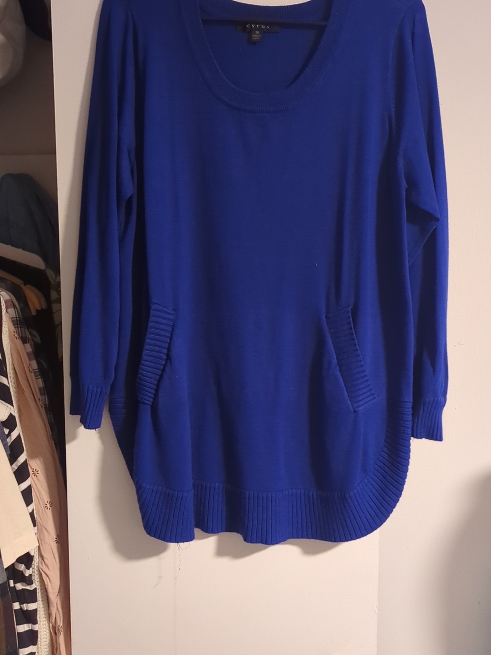 Cyrus Blue Scoop Neck Sweater Tunic